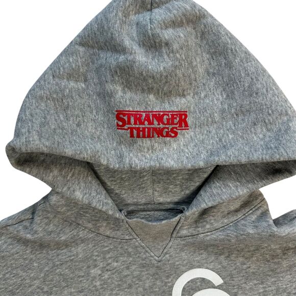 Gap x Stranger Things Adult Upside Down Gap Logo Hoodie Heather Grey Size XS - Picture 3 of 12